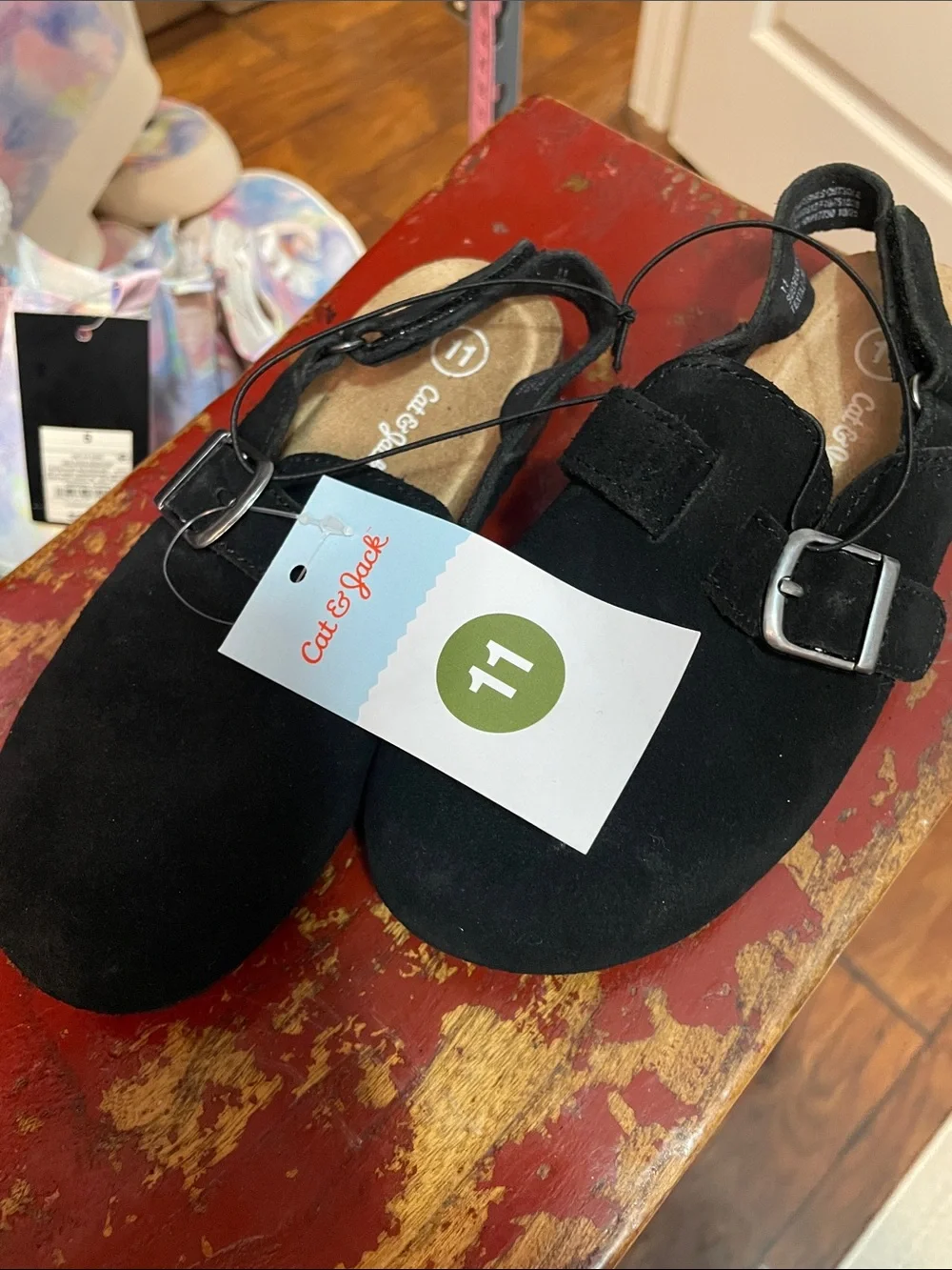 Cat & Jack Black Girls' Buckle Mary Jane Flats